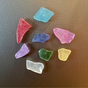 Hand Crafted 8-piece Colorful Sea Glass Magnet Set, Modern, Beach, Minimalist